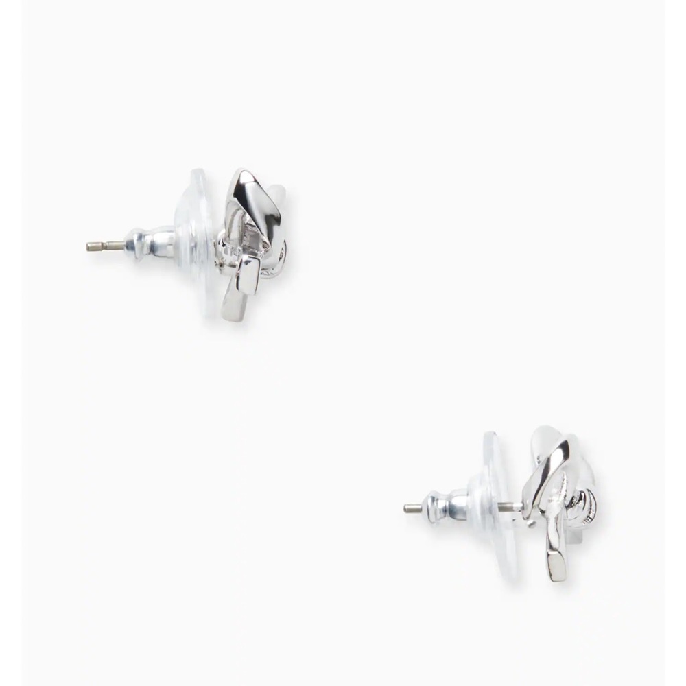 HP 11/8!! NWT Kate Spade Silver Skinny Mini Bow Studs - Picture 3 of 6